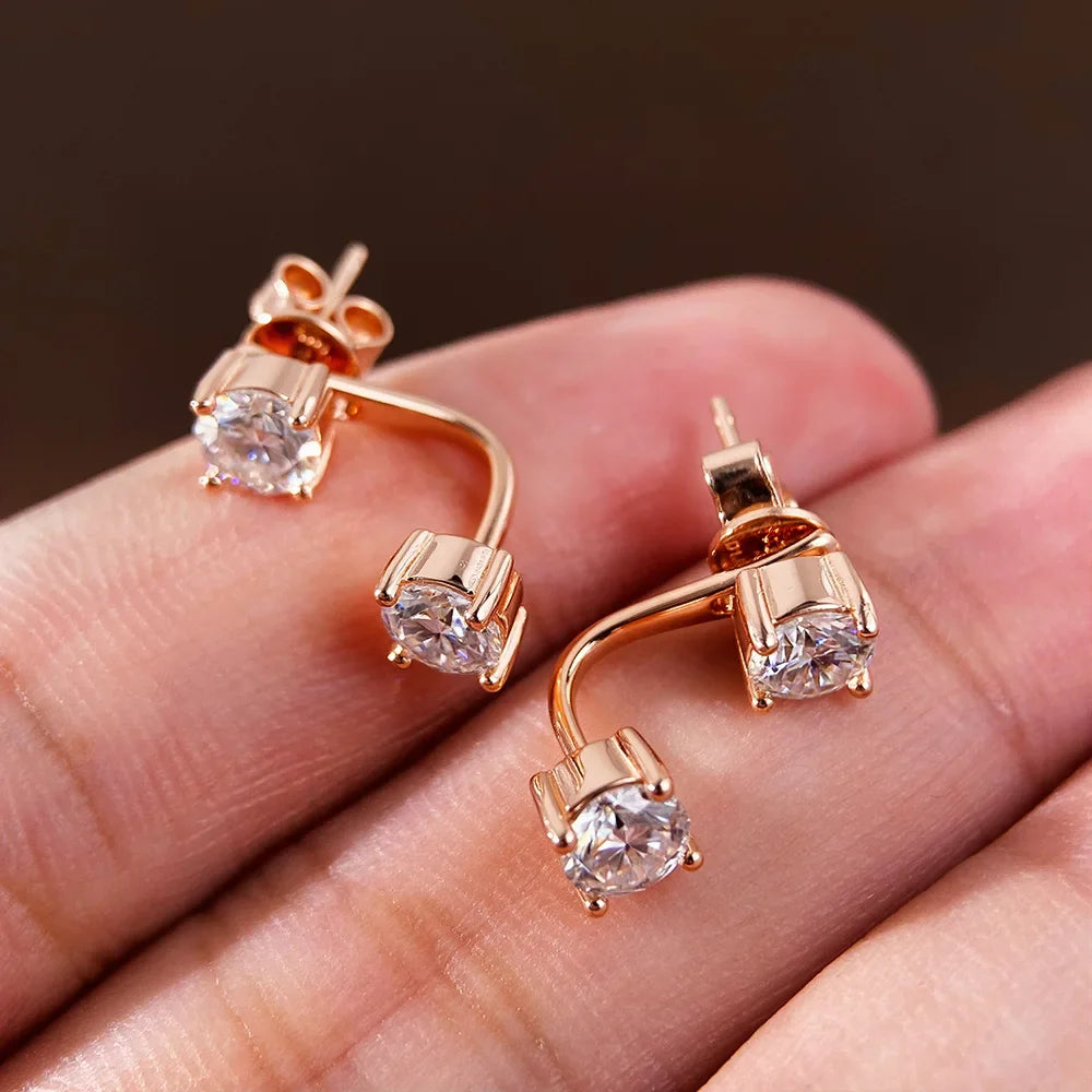 2 in 1 Pear Marquise Cut Moissanite Stud Earrings for Women S925 Silver Full Lab Diamond Dainty Pierced Ear Fine Jewelry