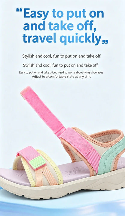 Children Casual Flat Sandals For Girls Summer Beach Shoes Breathable Open Toe Non-Slip Outdoor Kids Walking Sandials