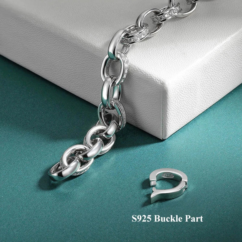 Full Moissanite Diamond Hook Link Chain Bracelet 1.2mm D Color For Woman Man S925 GRA Certified Couple Bracelets Bangle