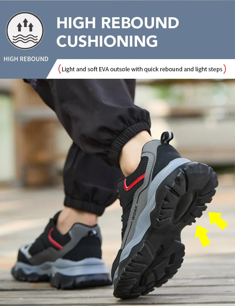 Light Breathable Sneaker Safety Shoes With Steel Toe Cap Anti-Piercing, Shock Absorbing Anti-Smash Design, Work Shoes for Men