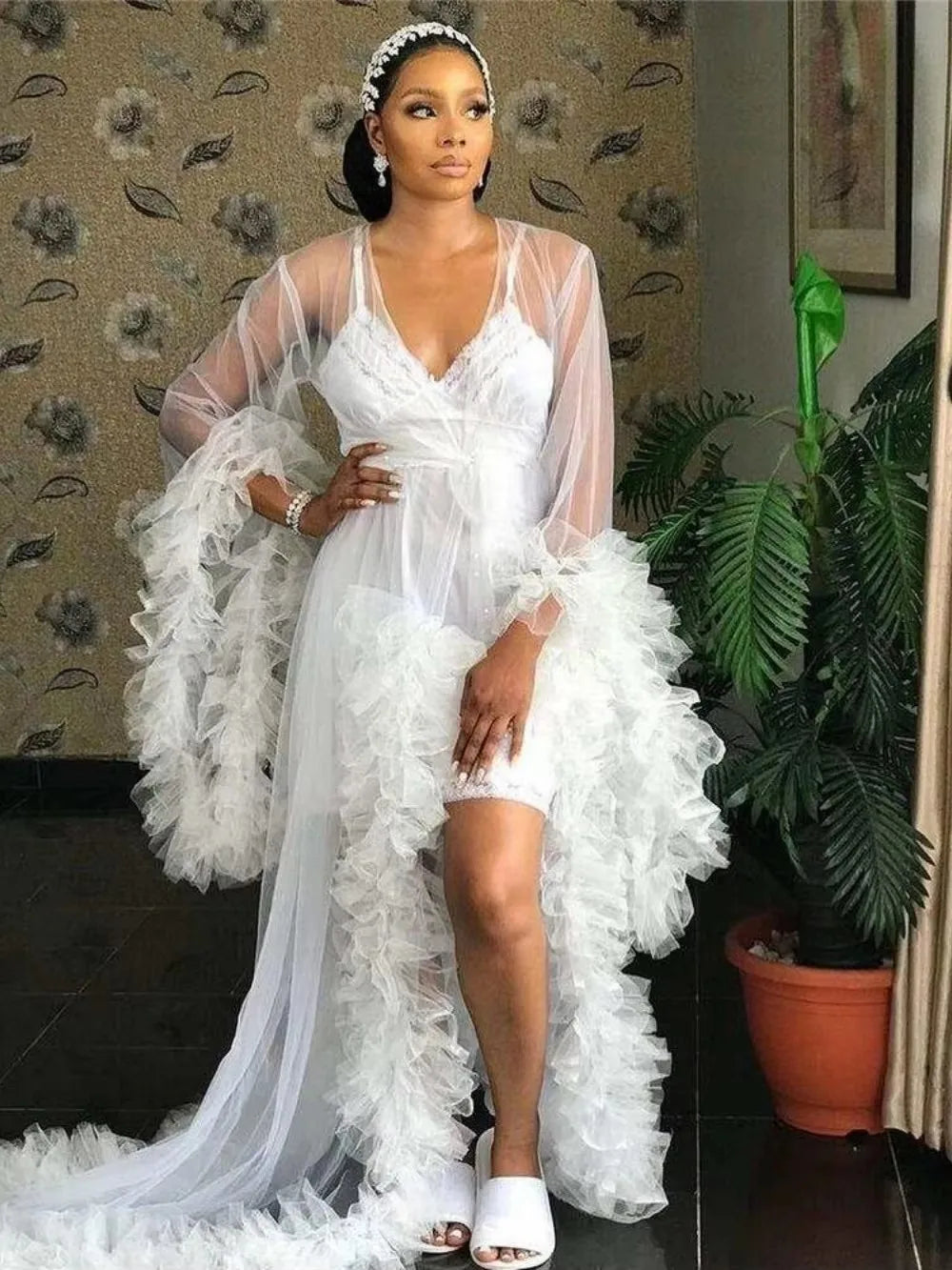Wedding Robe Pregnant Party Ruched Maternity Dresses Sheer Nightgown Long Jacket Evening Dress Customized