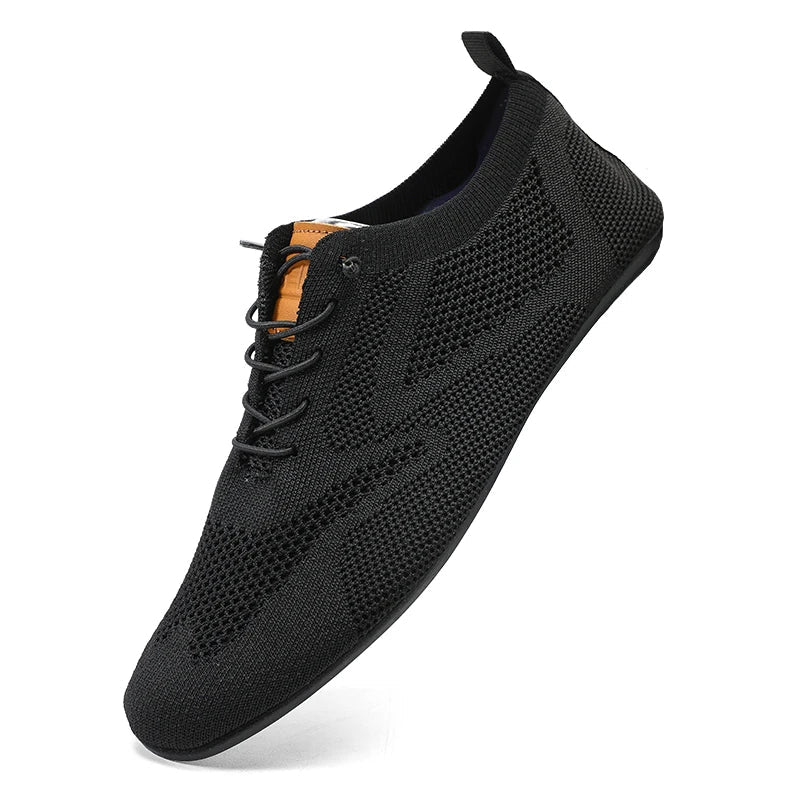 Sapatos Masculinos de Verão em Malha, Sapatilhas Planas para Uso Exterior, Sapatos de Caminhada de Alta Qualidade, Confortáveis, com Cadarço, Respiráveis, Antiderrapantes, Casuais