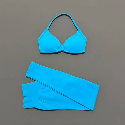 2 Pcs Seamless Yoga Sports Set for Women Resistant Backless Bra Pilates Fitness Workout Running Leggings Gym Suit