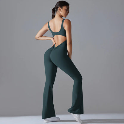 Sexy Back V Jumpsuit Gym Set Women Training Yoga Suit Sportswear Women Sports Jumpsuit Fitness Rompers Stretch Workout Bodysuits