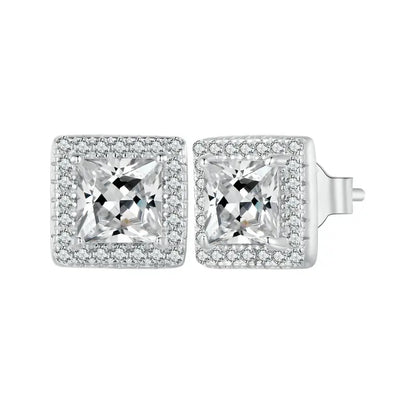 Gold Plated Halo CZ Stud Earrings 925 Sterling Silver Hypoallergenic Classic Elegant Heart Earrings Jewellry BSE894