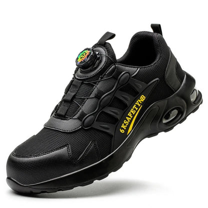 Men Safety Shoes Steel Toe Shoes Indestructible Shoes Lightweight Puncture Proof Work Boots Rotating Button Safety Shoes