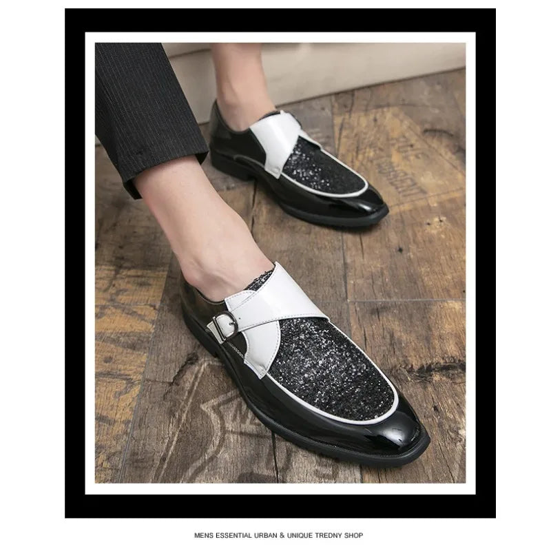 Shoes Men Casual Man Men's Summer Shine Gold Dress Patent Leather For Mens Gold Moccasins Business Pointed Bussiness Luxury