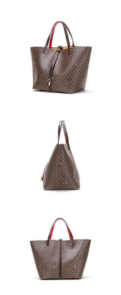 Classic Style Women's Large-capacity Handbag Letters Print Design Small Metal Accessories Exquisite Workmanship