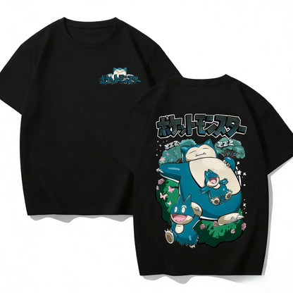 Anime Cotton Graphic T Shirt Men Women 2026 Summer Y2k Short Sleeve Tee Casual Tops Snorlax Kawaii Streetwear Fashion
