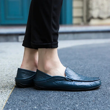 Genuine Leather Men Casual Shoes Luxury Brand Designer Men Loafers Moccasins Breathable Slip on Male Boat Shoes Plus Size 37-47