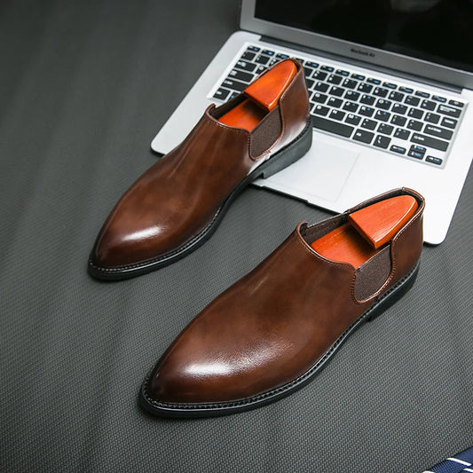 Luxury Fashion Work Shoes Men Party Wedding Leather Men Shoes Loafers Slip On Business Formal Pointed Social Office Derby Shoes