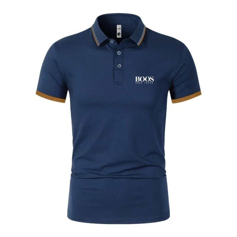New men's high-quality short sleeved polo shirt, summer fashion, casual, comfortable, cool, breathable T-shirt top