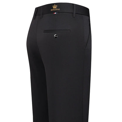 Men's Black Slim Fit Formal Pants Business Straight Leg Trousers Solid Color Office Work Dress Pants Single Piece