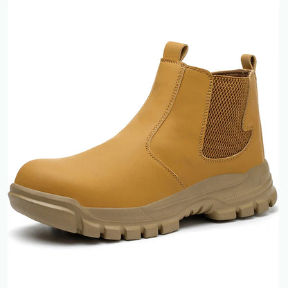 Men Work Boots Puncture-Proof  Waterproof Work Shoes Steel Toe Safety Boots Industrial Indestructible Boots Side Zipper Shoes