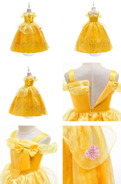 Girls Beauty and Beast Bell Costume Kids Summer Carnival 3 4 5 6 7 8 9 10 Years Dress Kids Princess Performance Cosplay Dresses