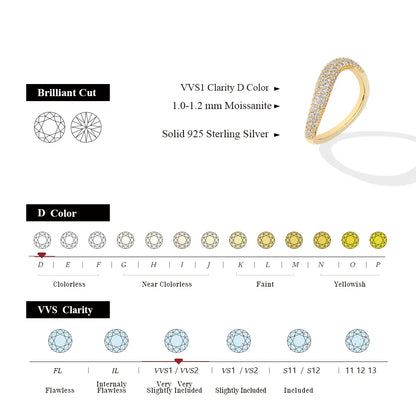Fashion S925 Sterling Silver Engagement Classic Moissanite Diamond Ring for Women Men Real Jewelry With Certificate