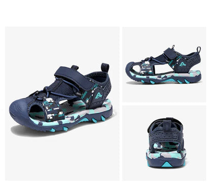 Kids Sandals Boys Breathable Anti-Slip Soft Sole Summer Beach Shoes Outdoor Lightweight Children Sandals with Adjustable Straps