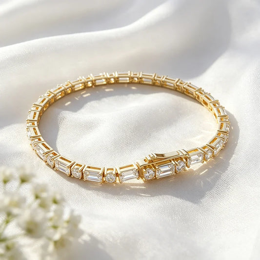 Emerald Cut Original Moissanite Tennis Bracelet for Women Men Hip Hop Jewelry Full Diamond Chain S925 Sterling Silver