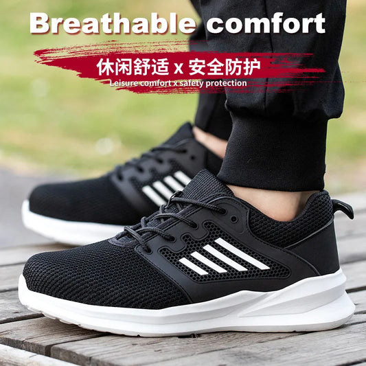Men Safety Shoes Anti-smash Anti-puncture Work Shoes Lightweight Safety Boots Fashion Comfortable Soft Low Top Protective Shoes