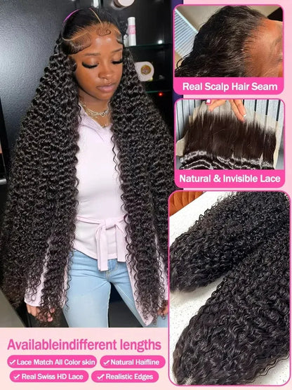 30 34 Inches Deep Wave 13x6 HD Lace Front Human Hair Wigs Pre Plucked 5x5 Glueless Curly Lace Frontal Wigs Human Hair 250Density