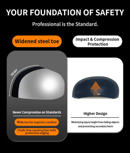 New Four-Season Safety Work Shoes, Steel Toe Anti-Smash & Anti-Penetration, Quick-Turn Buckle, Tech-Style Lightweight Wear-Resis