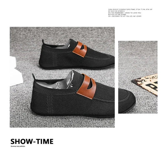 Mocassins Masculinos Antiderrapantes Fundo Fino Respiráveis Casuais Slip On Leves da Moda Confortáveis para Dirigir e Escritório