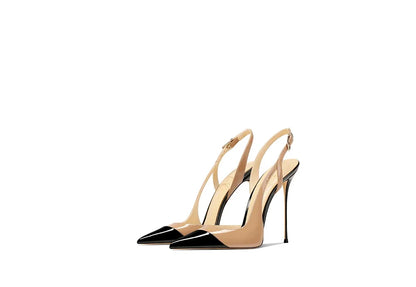 White patent leather design with a high-end and non tiring foot feel. 2025 new pointed and slim heeled high heels for women