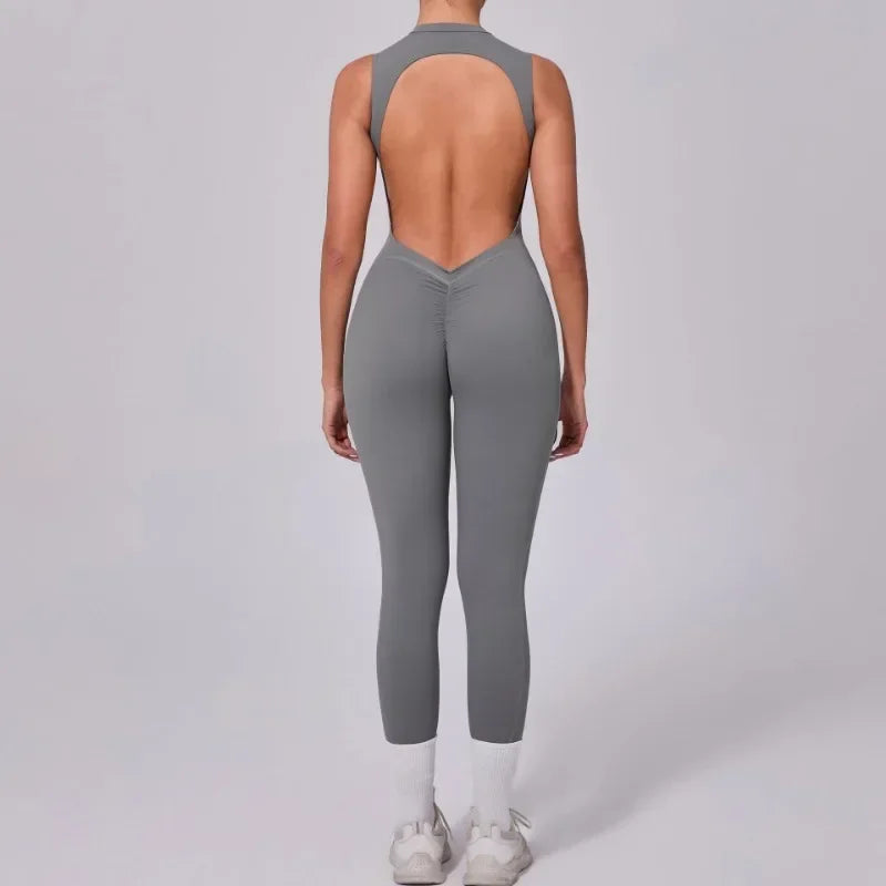 Women's High Elasticity Sports Jumpsuit Yoga Set Fitness Combination Lift Buttocks Bare Back Gym Sexy Romper for Active Women