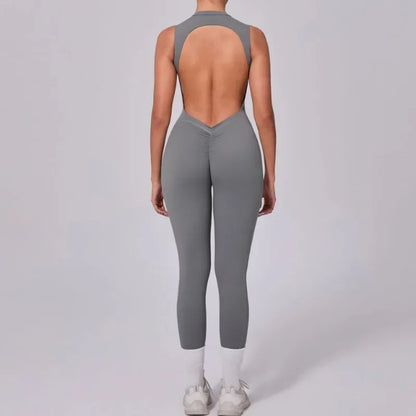 Women's High Elasticity Sports Jumpsuit Yoga Set Fitness Combination Lift Buttocks Bare Back Gym Sexy Romper for Active Women