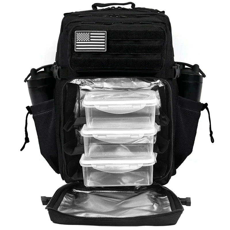 45L Meal Prep Management Backpack Gym Tactical Waterproof Insulated Lunch Cooler Bag Hiking Camping Travel Rucksack