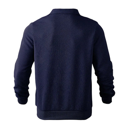 24 cross-border popular autumn long-sleeved lapel zipper men's loose casual top polo shirt