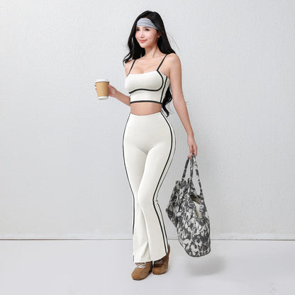 Women's plus Size Fitness Flare Yoga Pants Four-Way Stretch Breathable Full Length Elastic Waist Hip Lifting Yoga Trousers