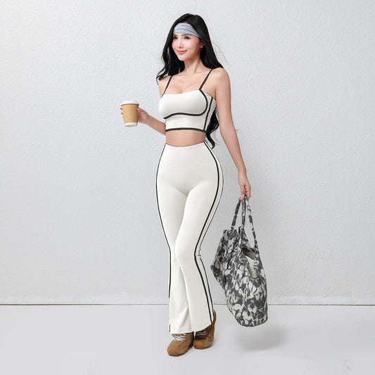 Women's plus Size Fitness Flare Yoga Pants Four-Way Stretch Breathable Full Length Elastic Waist Hip Lifting Yoga Trousers