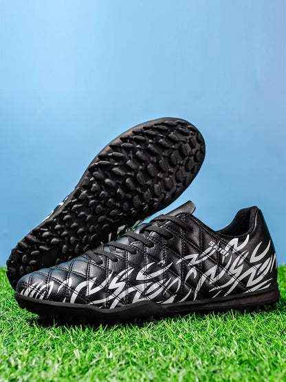 Men Women Kids Youth TF Turf Soccer Cleats PU+Fabric Upper Rubber Sole Non-Slip Wear-Resistant Training Shoes