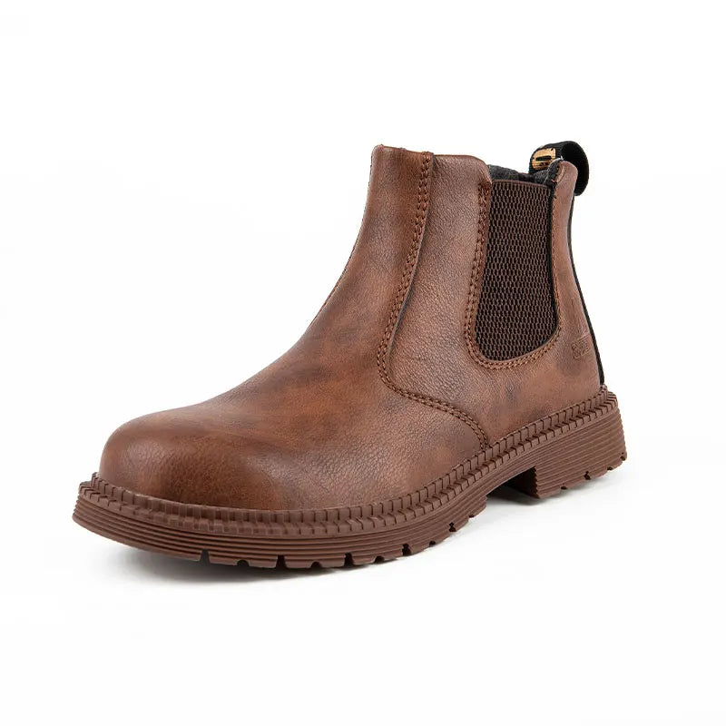 Men Boots Leather Shoes Men Work Safety Shoes Men Indestructible Work Boots Men Safety Boots Steel Toe Shoes Chelsea Boots