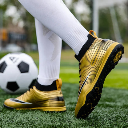 Men Football Boots Children Soccer Cleats Professional Golden Football Shoes for Boys Kids Indoor Soccer Shoes