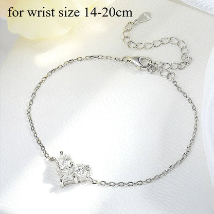 3 Gems Moissanite Bracelet for Women Men Adjustable Chain S925 Sterling Silver Jewelry Lab Diamond Couples Birthday Gifts