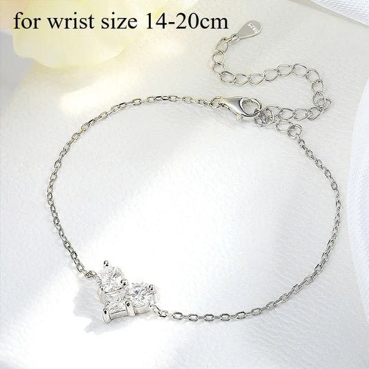 3 Gems Moissanite Bracelet for Women Men Adjustable Chain S925 Sterling Silver Jewelry Lab Diamond Couples Birthday Gifts