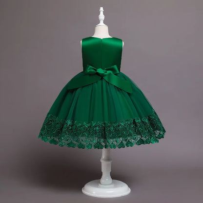 2023 Summer Girls Dress Lace Applique Flower Girl Party Dresses Children Costume 2-10 Years Kids Wedding Princess Birthday Dress