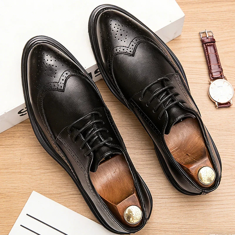 Clsssic Casual Business Shoes For Men Wedding Social Oxford Shoes Men's Dress Leather Office Formal Party Leather Brogues Shoes