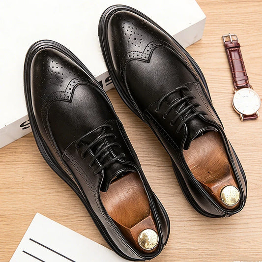 Clsssic Casual Business Shoes For Men Wedding Social Oxford Shoes Men's Dress Leather Office Formal Party Leather Brogues Shoes
