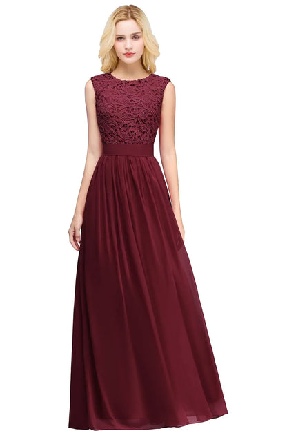 Classic Women Pink Bridesmaid Dresses Elegant Lace Chiffon A Line Illusion Back Maxi Formal Wedding Gust Gowns Formal Evening