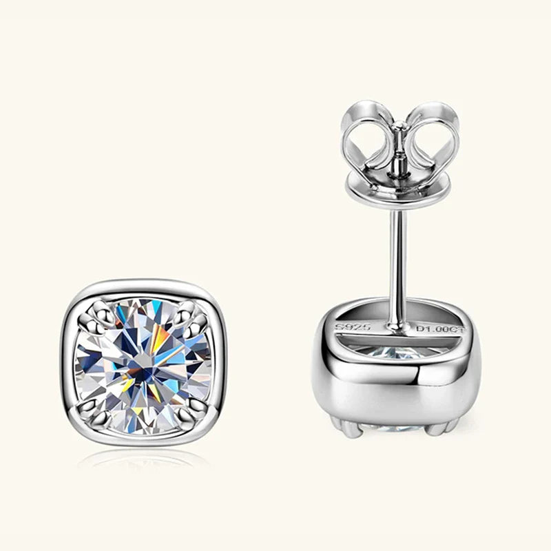 1CT 6.5mm D Color Moissanite Stud Earrings for Women Men 925 Silver Plated 18k Party GRA Certified Wedding Ear Studs Gift