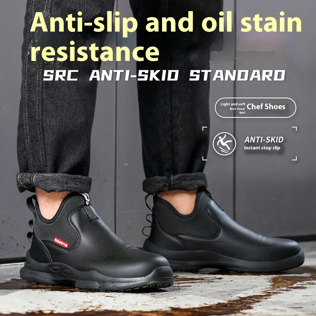 Fashion Comfort Soft Soled Waterproof Shoes Chef Shoes Four Seasons Anti Slip Oil Resistant Business Casual   Work EVA Shoes