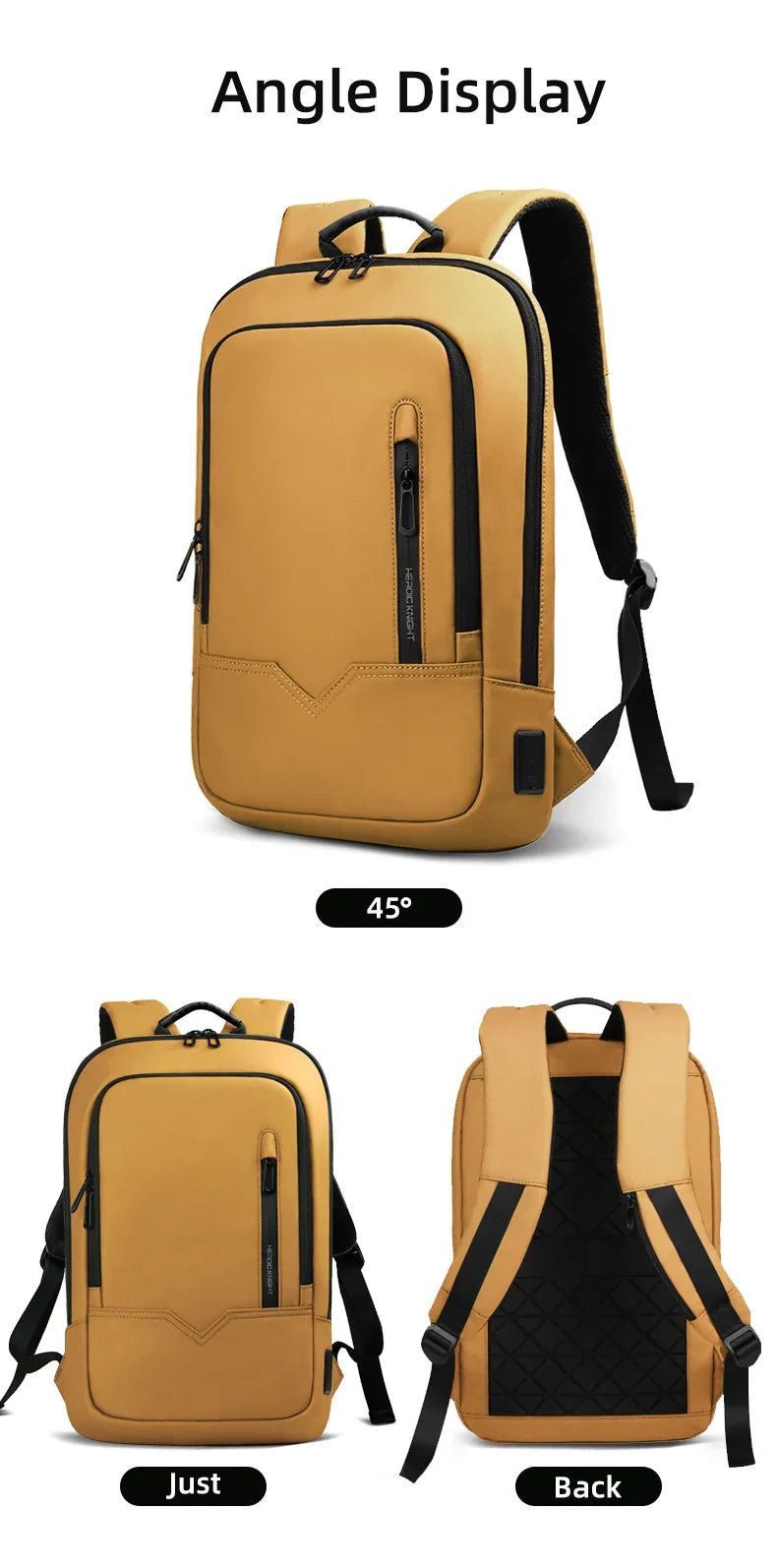 Thin Male Work Backpack Multifunctional Fashion 15.6 In Laptop Backpack Casual Waterproof Business Travel Daypack
