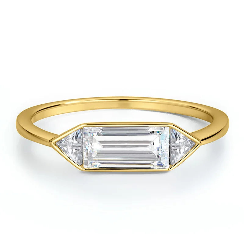 18k Plated 1.2CTTW All Moissanite Rings for Wormen Men 3 Gems Girls Couple Rings Lab Diamond Solid Silver S925 Jewelry