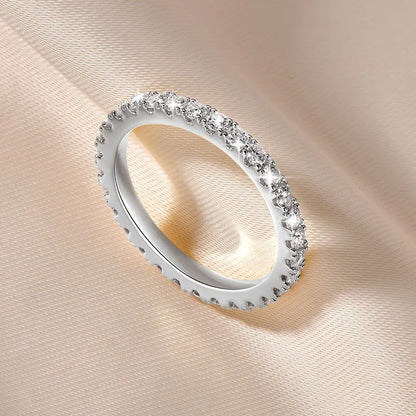 14k Gold Filled Full Eternity Ring Sparkling 2mm D Color Moissanite Stackable Band Finger Jewelry for Womem GRA Cerificate