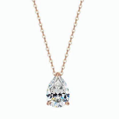 1/2/3/4CT Pear Cut D Color Moissanite Rings/Necklace For Women S925 Silver VVS1 Lab Diamond Waterdrop Pendant Jewely Gift