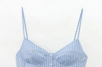 Women's Fashion Pleated Poplin Tank Top V-Neck Adjustable Spaghetti Straps Button-Up Camisole Female Sexy Fashion Clothing