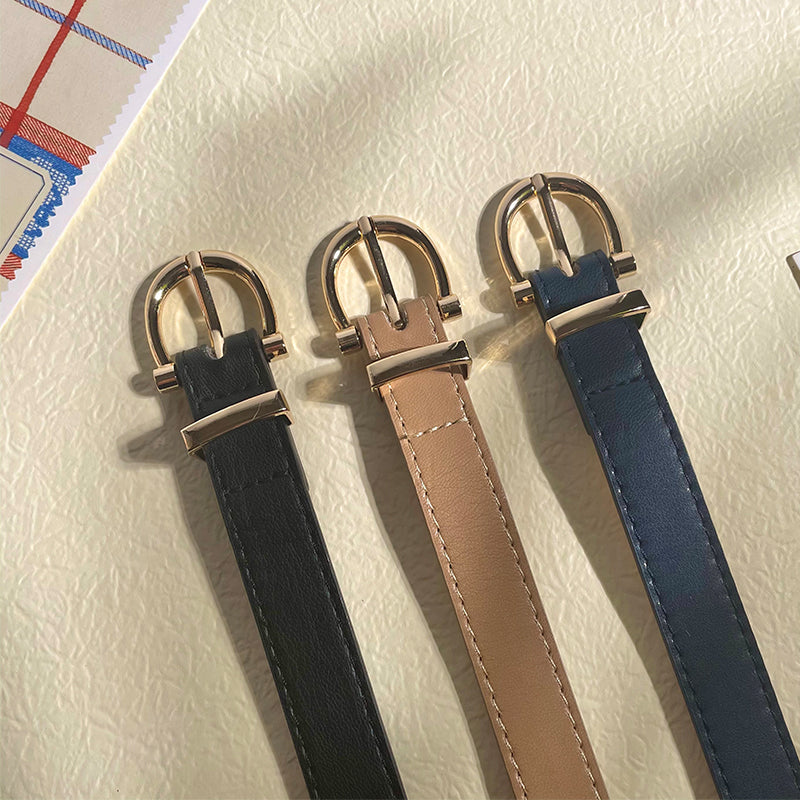 2023 Women Belts New PU Leather Simple Metal Buckle Belt Girls Dress Jean Pants Waistband Belts for Lady Luxury Designer Brand